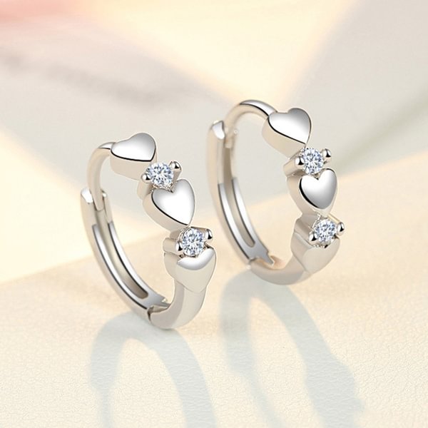 Exquisite Fashion Love Shape Set AAA + Zircon S925 Sterling Silver Earrings for Women's Luxurious Simple Engagement Wedding Anniversary Set Diamond Earrings for Princess Elegant Temperament Party Jewelry - Shop Trendy Women's Fashion | TeeYours