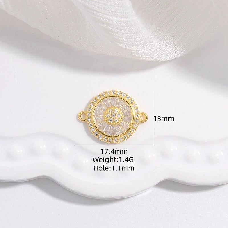 1 Piece 17.4*13mm Hole 1~1.9mm 925 Sterling Silver Zircon 22K Gold Plated Rhodium Plated Round Connector Spacer Bars Jewelry Accessories