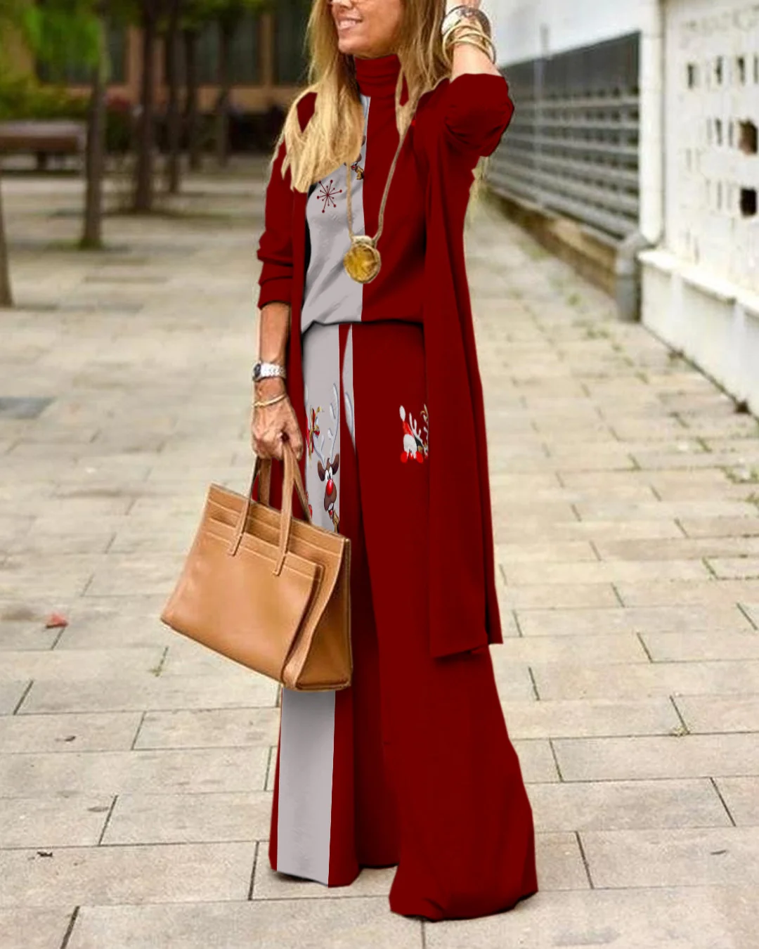 Herringbone Sweater Three-Piece Suit 58d6