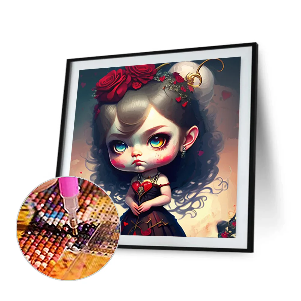 Full Round Diamond Painting 30*30cm - Rose Warrior Girl