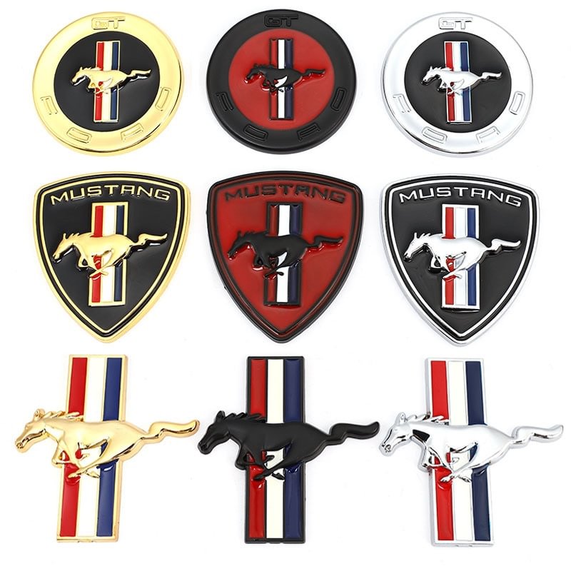 2PCS Left Right 3D Emblem Auto Sticker Running Horse For Ford Mustang voiturehub dxncar