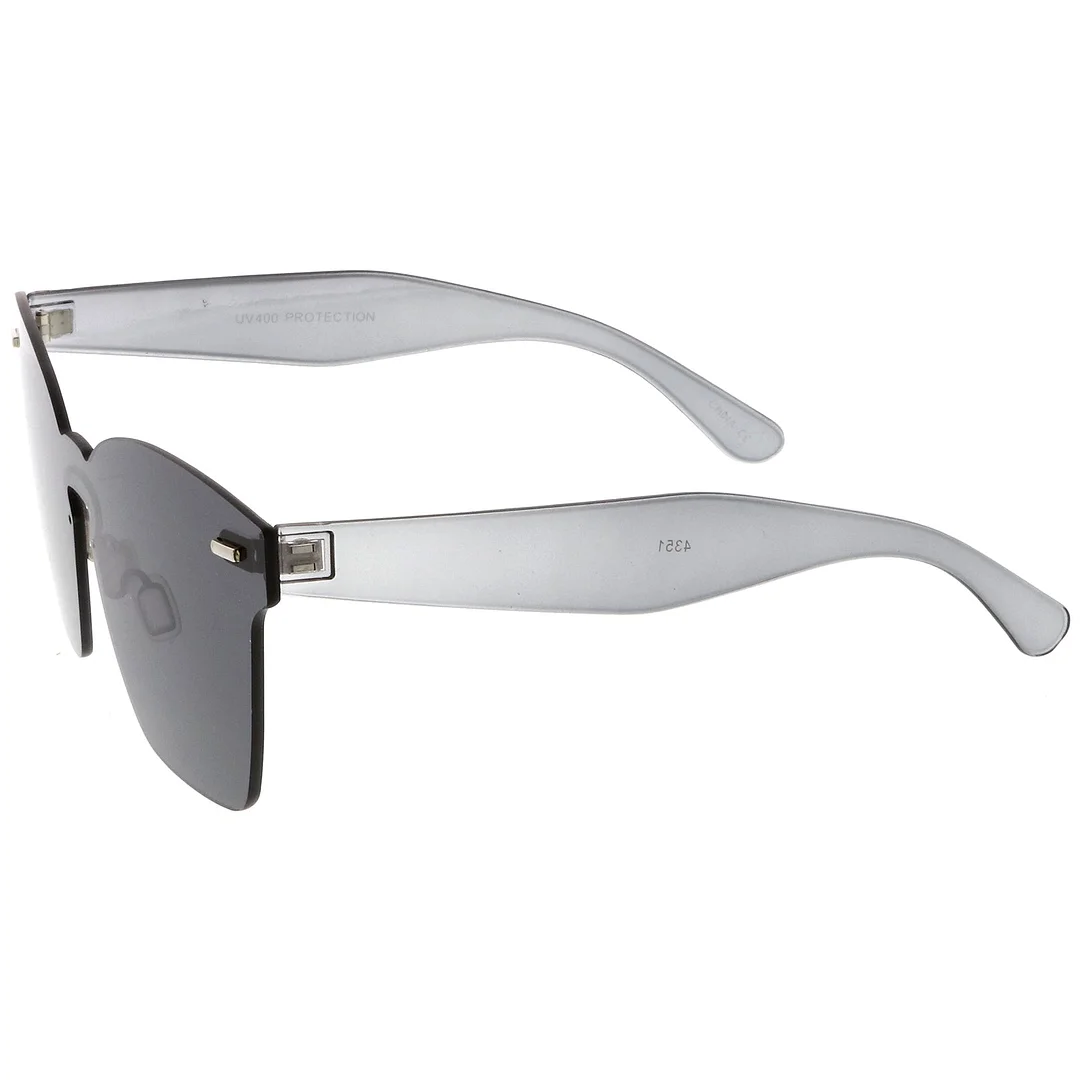 Oversize Rimless Keyhole Nose Bridge Mono Lens Horn Rimmed glasses 63mm