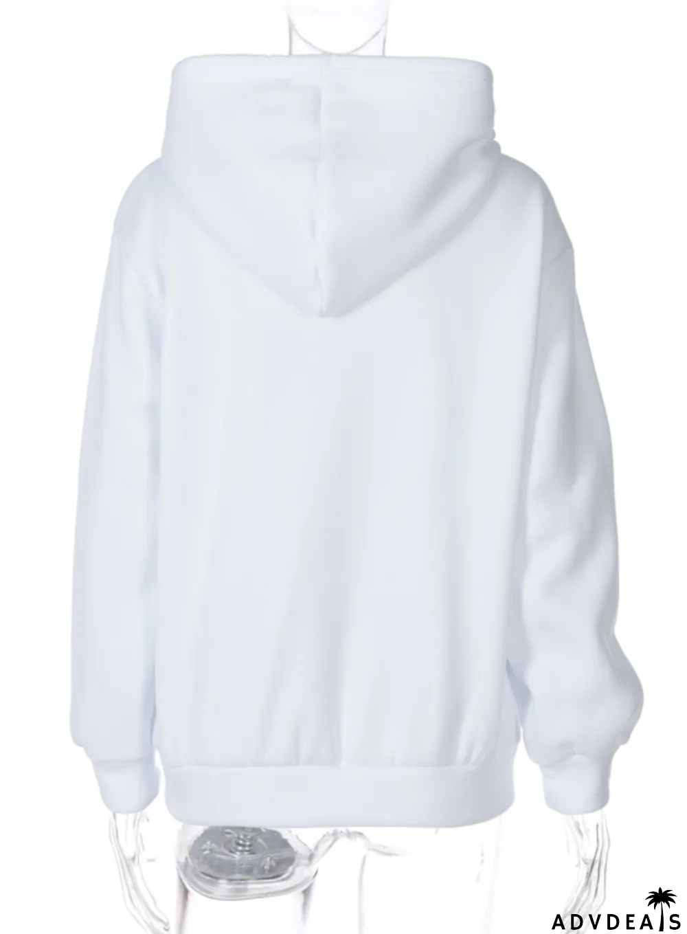 Autumn Sequin White Hooded Long Sleeve Jacket