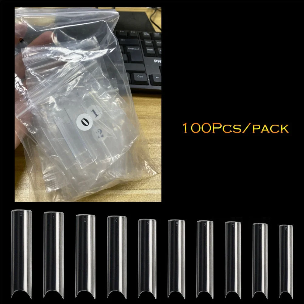 XXL Coffin Nail Tips Half Cover Extra Long C Curve Acrylic Extension Builder False Nails DIY Press On Tips Manicure Salon Supply-Nail Inspo