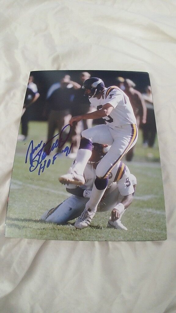 JAN STENERUD MINNESOTA VIKINGS HOF 91 SIGNED AUTOGRAPHED 8X10 Photo Poster painting W/COA 8