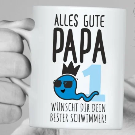Kettenmachen Weiße Tasse "Alles Gute Papa...Dein bester Schwimmer"