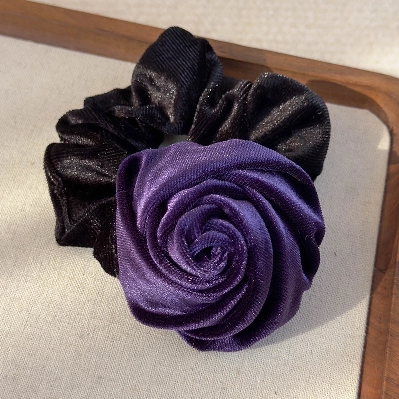 Elegant Romantic Artistic Women’s Rose Cloth Flannel Hair Tie