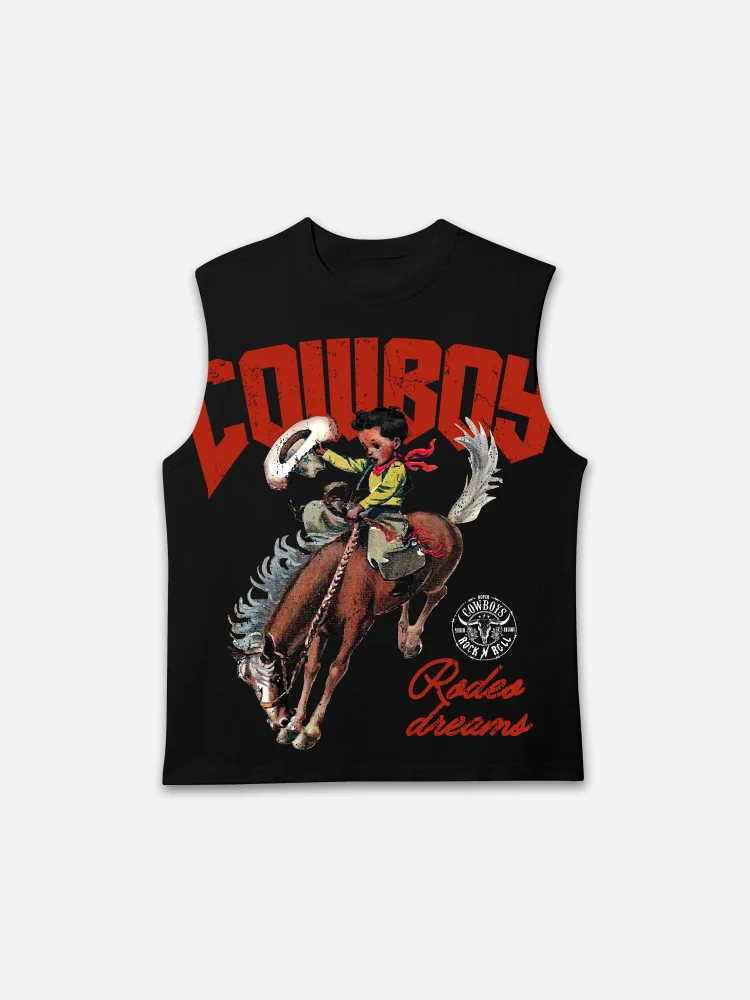 Cowboy Rodeo Dreams Print Tank Top