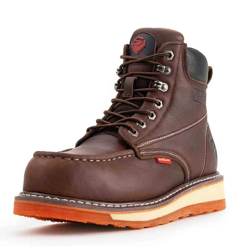 Sureway Mens Moc Toe Waterproof Work Boots Light Brown Size 9 NEW SUREWAY 6” light brown Mens Steel Toe Work Boots steel moc  main image 3
