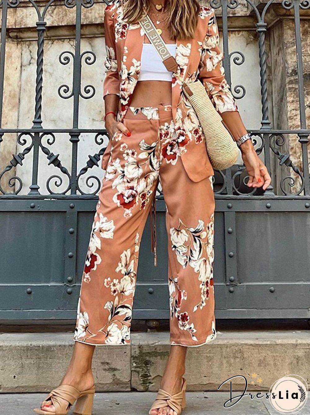 Spring-Fall Womens Long-Sleeve Lapel Cardigan Coat & Straight Pants Set-Fashionized