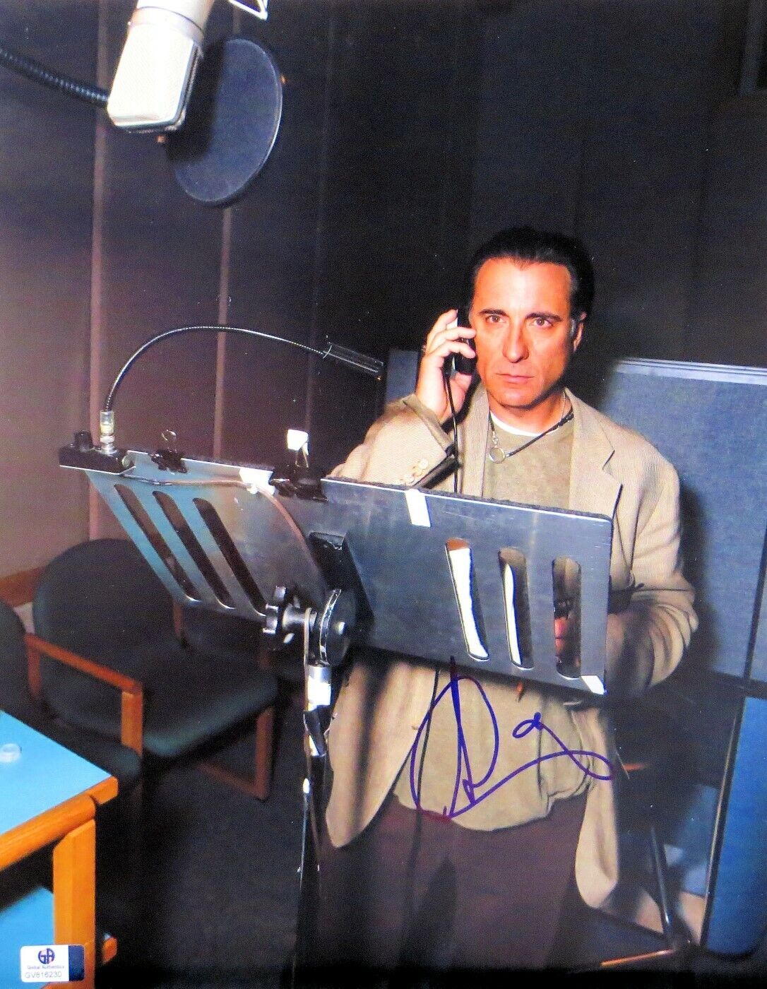 Andy Garcia Signed Autographed 11X14 Photo Poster painting In Voiceover Studio GV816230
