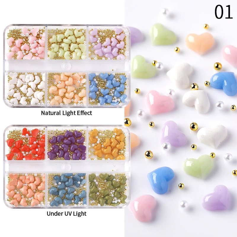 Agreedl UV Color-Changed White Acrylic Flower Nail Art Decoration Mixed Size Rhinestones Sliver Gem Manicure Tool Accessories DIY Nails