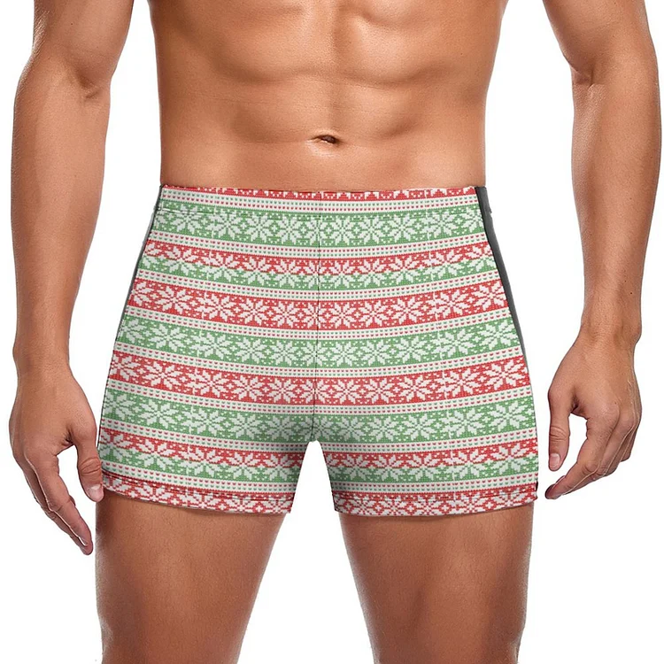 SFNEEWHO Ugly Christmas Sweater Swim Brief Square Leg Mens Board