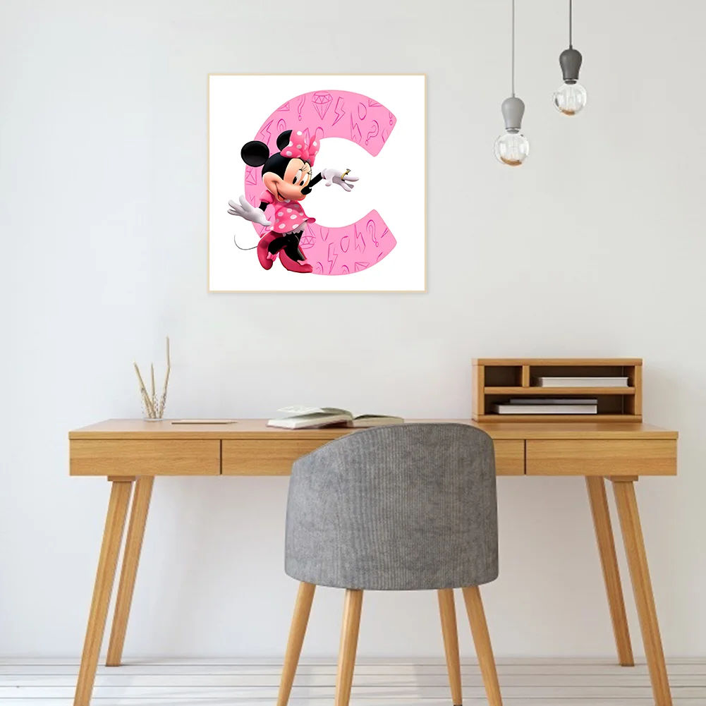 Full Round Diamond Painting 30*30cm - Letter C With Mickey Mouse