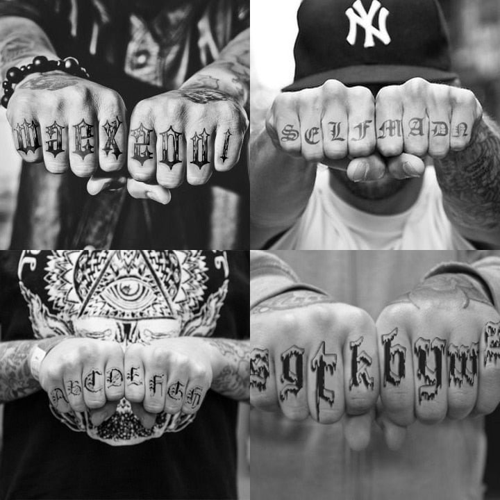 5Sheet Black Elglish Letters Finger Temporary Tattoo Stickers Hand Art Fake Tatto Black Butler Block Tatoo Men