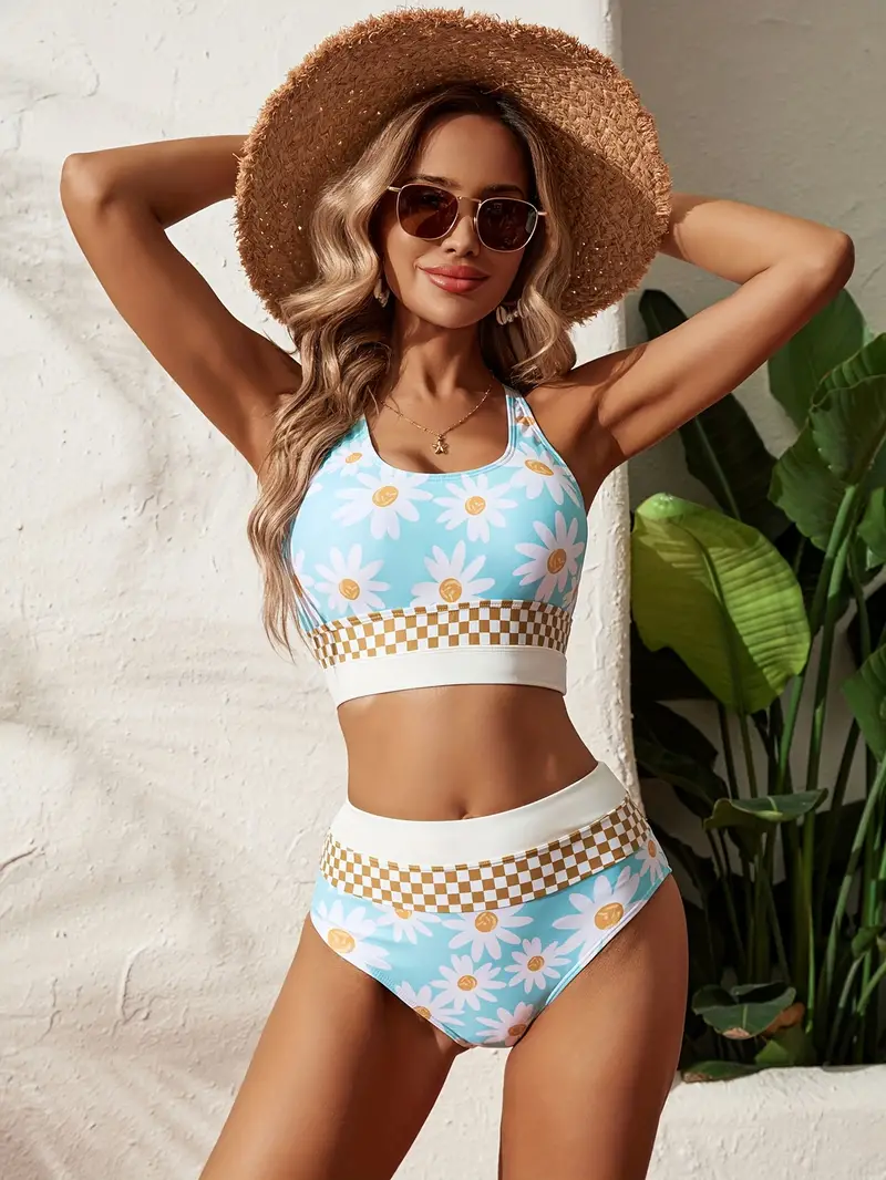 Floral Cut Back Crop Bikini Set