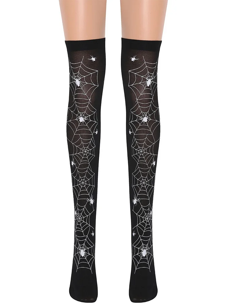 Black 1950s Halloween Thigh-High Socks