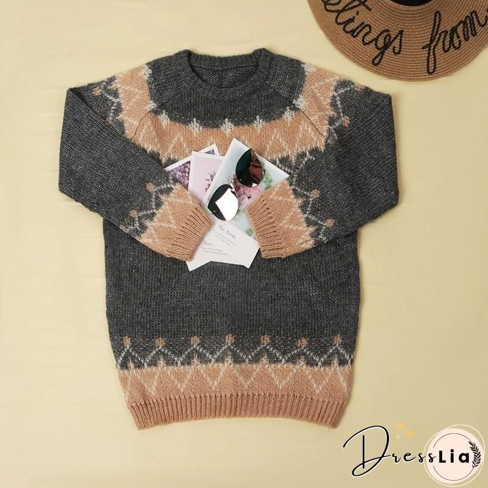 Loose knitted Contrast Sweater ( 3 Colors )