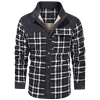 Men's Retro Check Pattern Stitching Warm Fleece Lined Plaid Wanderer Jacket