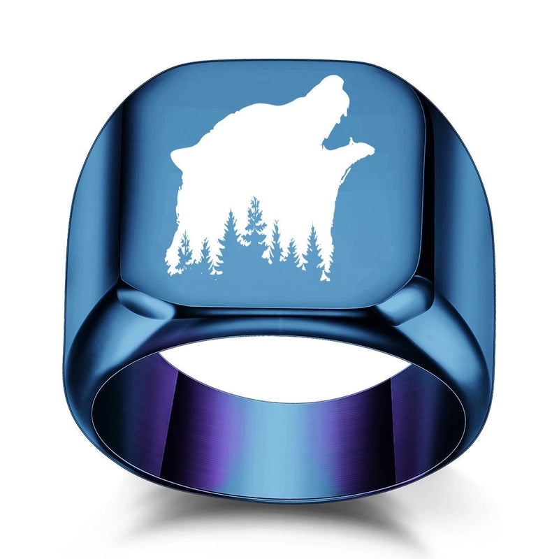Hip-hop Retro Wolf Titanium Steel Plating Gold Plated Men’s Rings