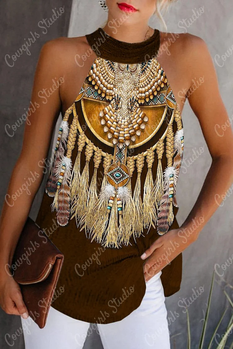 Western Style Ladies Print Tank Top