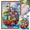 (US Only)Castle Printed Cross Stitch Kit 40x60cm DIY 11CT Thread Art Needlework Home Art