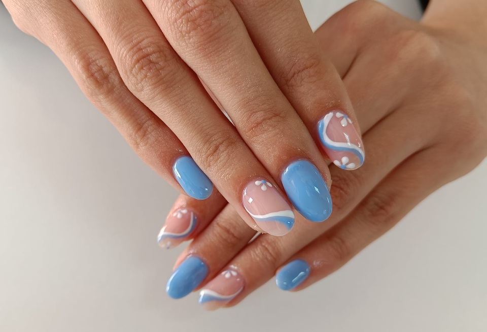 5. Sky Blue and White Glitter Nails - wide 3