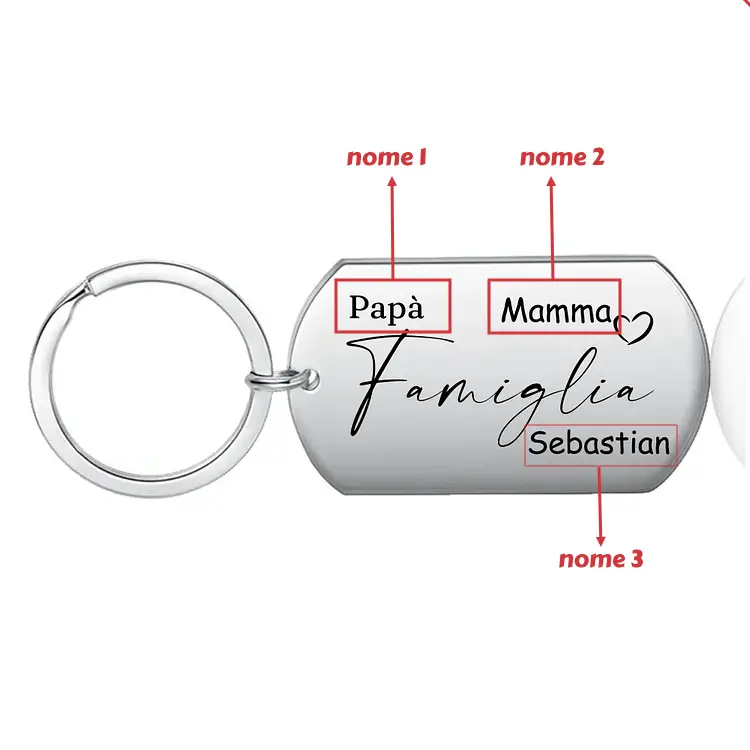 Famiglia-Portachiavi 3 nomi personalizzati papà mamma regalo per famglia