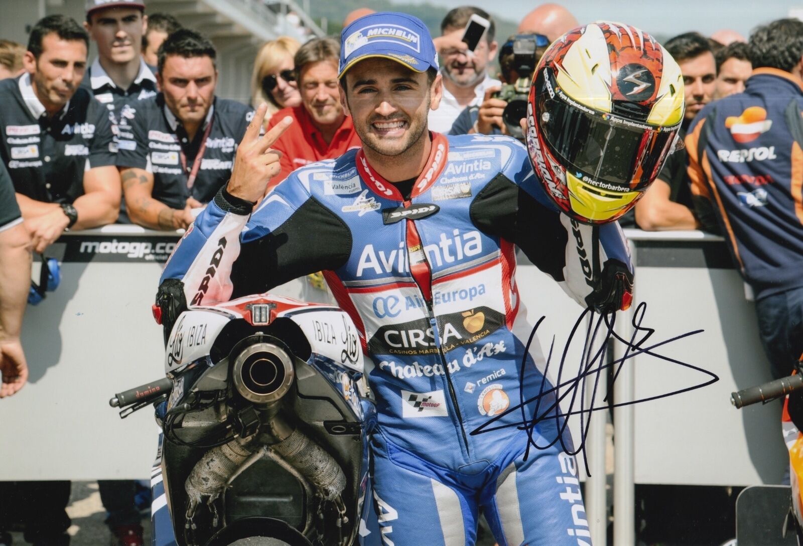 Hector Barbera Hand Signed 12x8 Photo Poster painting Avintia Racing Ducati 2016 MOTOGP 6.