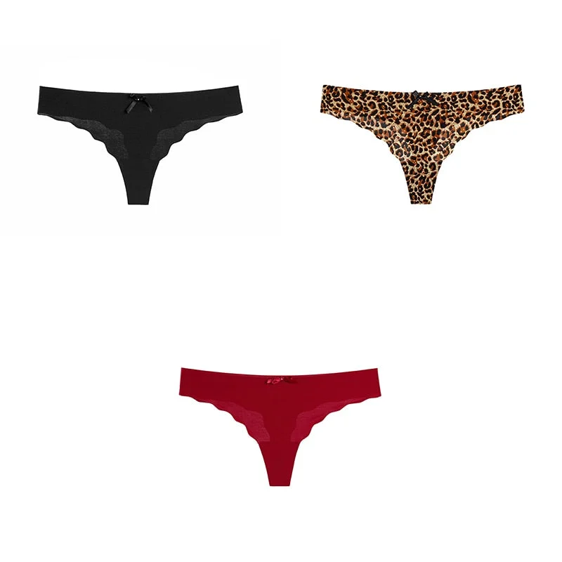 3 Pcs Sexy Lingerie Woman Underwear Seamless Sports Panties Female Thong G-string Thongs For Woman Underwear Ice Silk BANNIROU