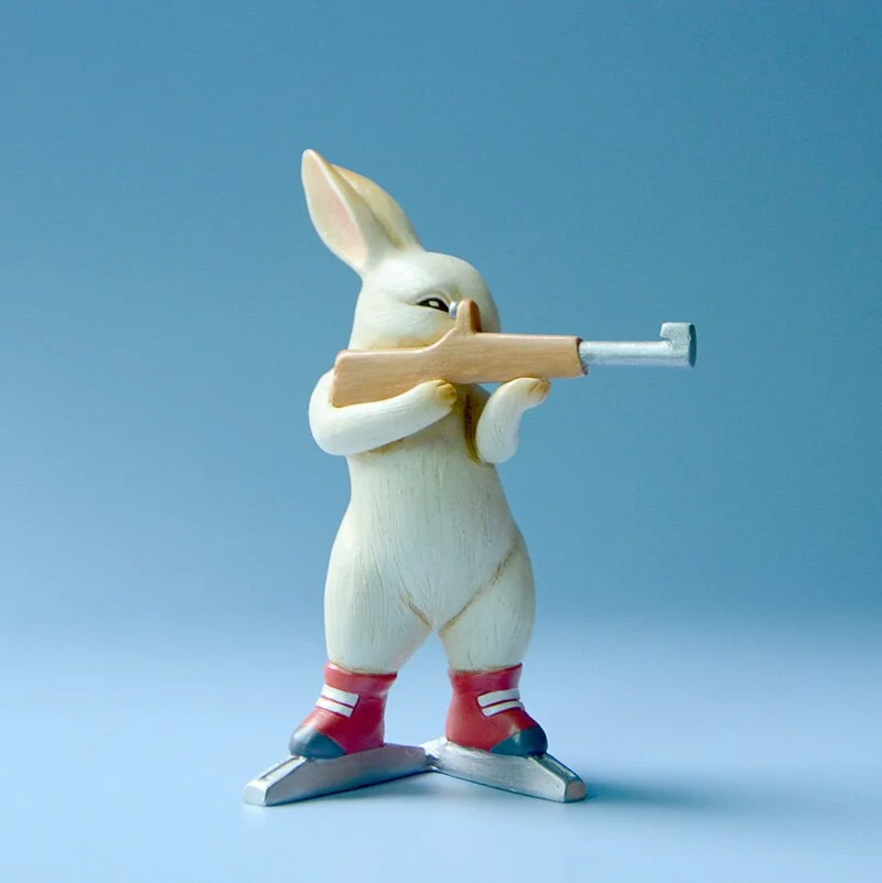 Creative Lovely Rabbit Ornaments Winter Games Competition Sports Figurine Skiing Skating Home Decoration Birthday Gifts