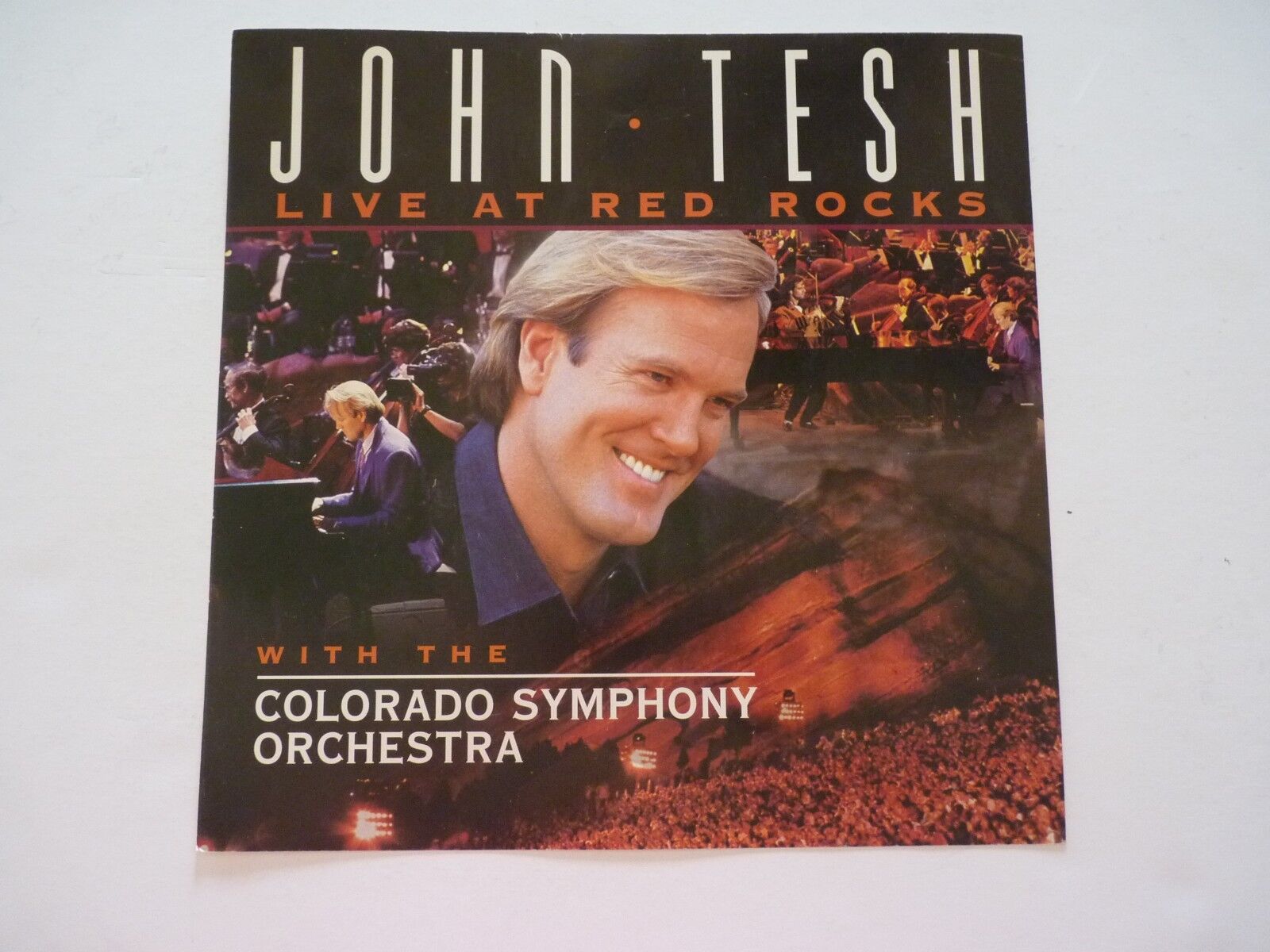 John Tesh Live at Red Rocks Colorado Symphony LP Record Photo Poster painting Flat 12X12 Poster