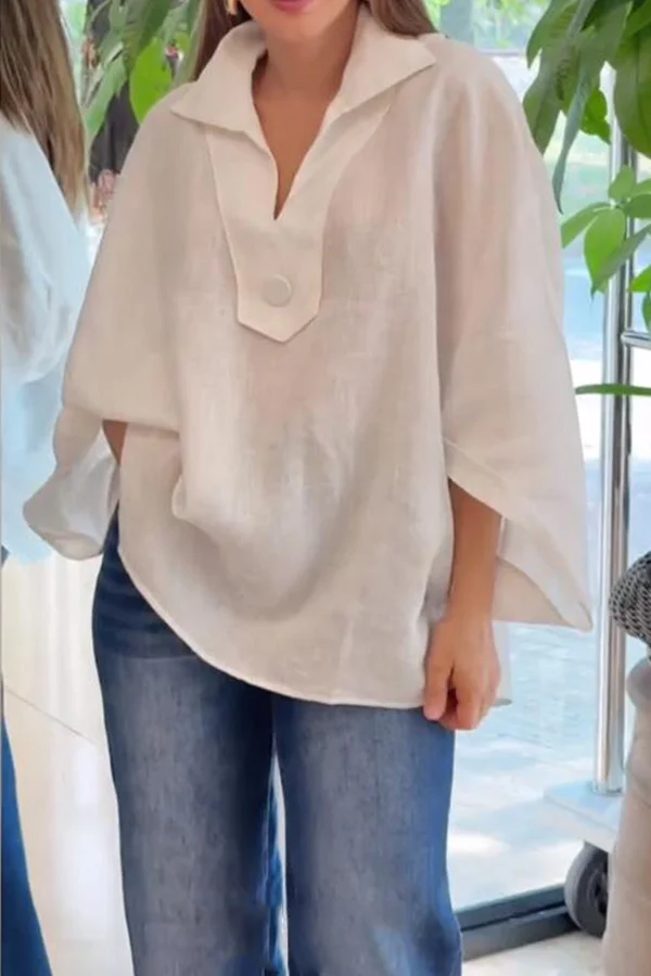 Women's Lapel Neck Stylish Design Solid Shirt