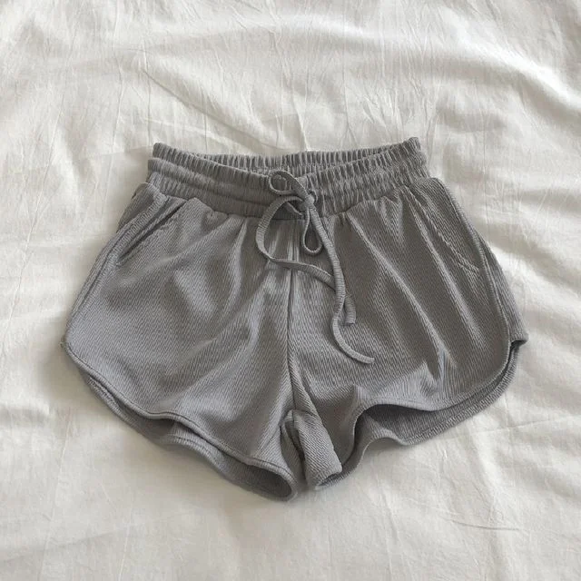 Drawstring Plain Sweat Shorts Waist