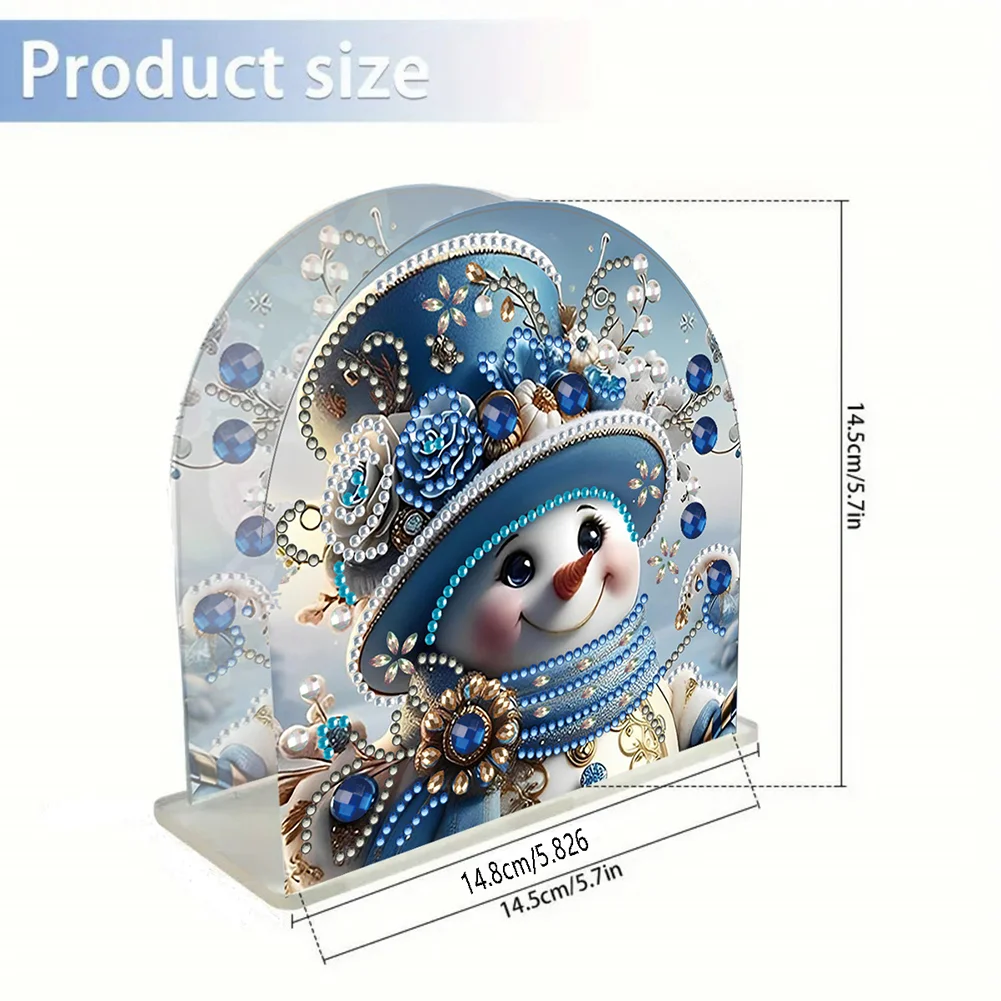 DIY Christmas Snowman Acrylic DIY 5D Diamond Art Painting Napkin Holder Set