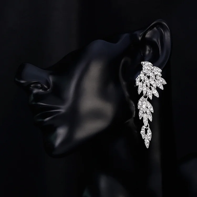 Fashion tassel long alloy diamond crystal earrings
