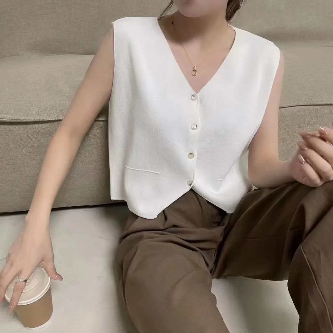 Uveng Uveng Machine Small Sling Female Wear Wide Shoulder Strap Loose Inside The Bottom Shirt Sleeveless T-Shirt Ice Silk Knitted Vest Tide