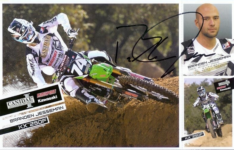 *BRANDEN JESSEMAN*SIGNED*AUTOGRAPHED*Photo Poster painting CARD*KAWASAKI*MOTOSPORT*SUPERCOSS*COA