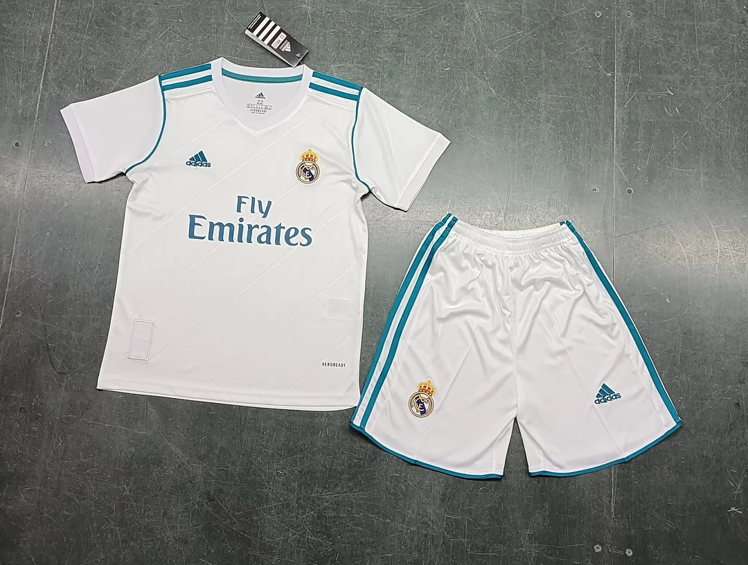2017-2018 Real Madrid Home Kids Kit Football Shirt Thai Quality