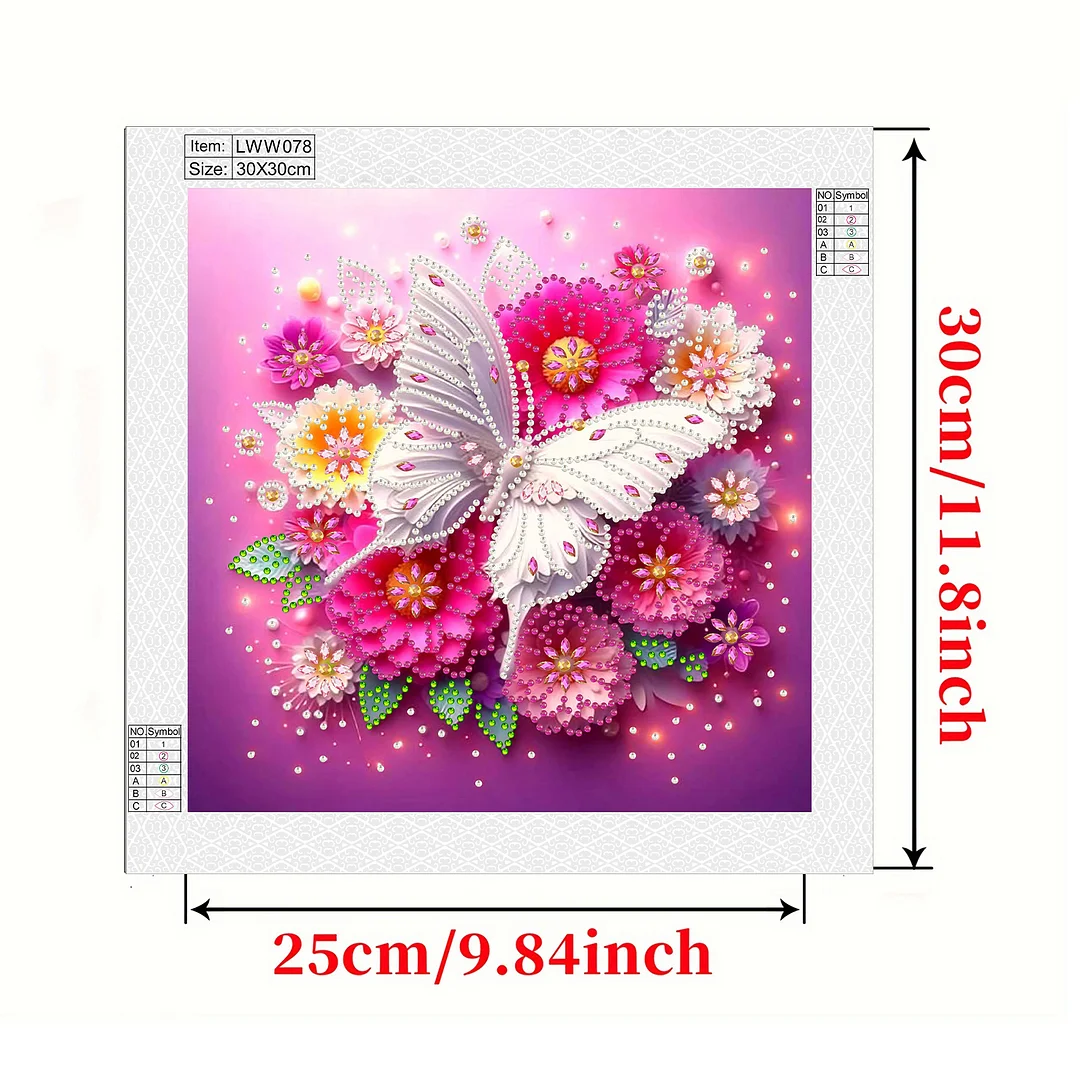 White Butterfly - Partial Special Shaped Drill Diamond Painting Kits (Canvas|30*30cm)