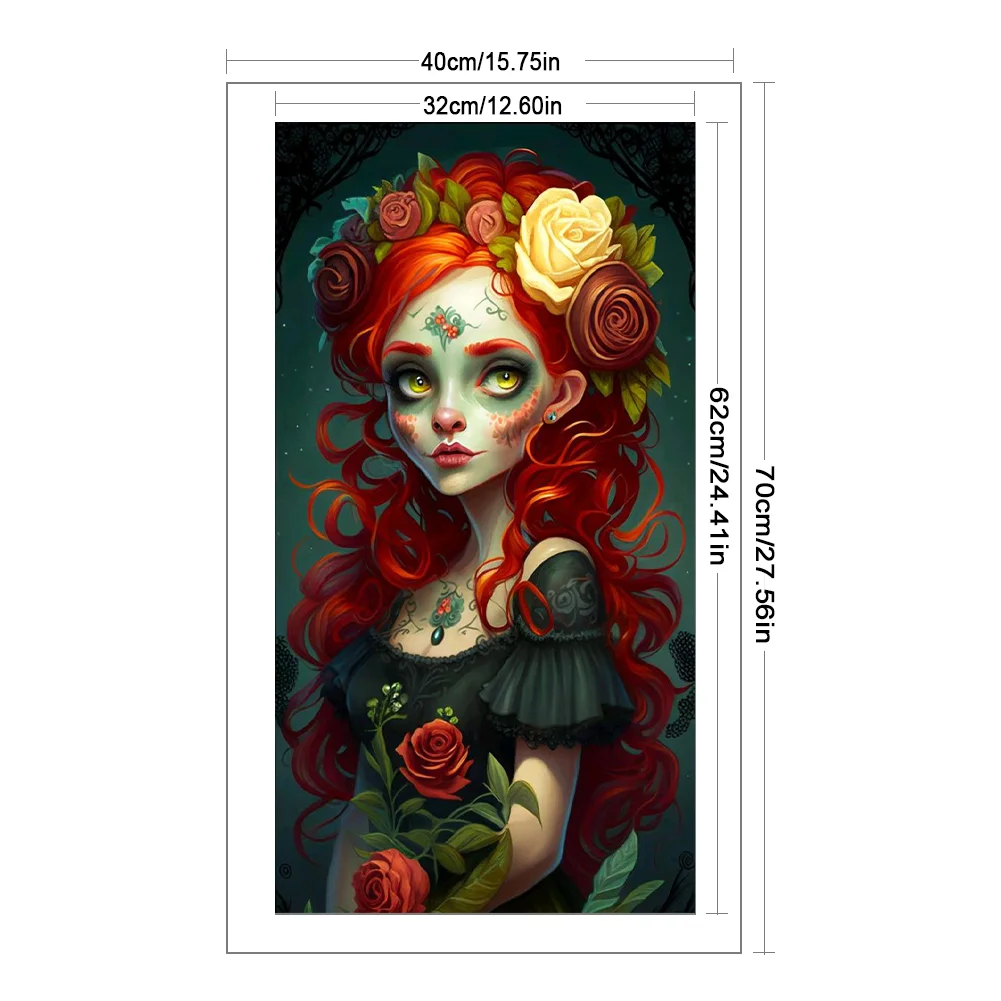 11CT Full Stamped Cross Stitch - Scary Girl(Canvas|40*70CM)
