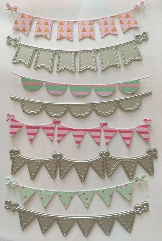 4pcs Triangle Circle banners Scrapbooking Dies Metal Cutting Dies Stencils for DIY Album Paper Card Decorative Craft Die Cuts