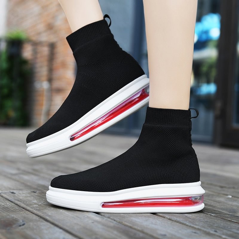 2020 New Women Flat Platform Sock Shoes for Women Breathable Mesh Sneakers Women Shoes Ladies Sneakers Air Cushion Sneakers