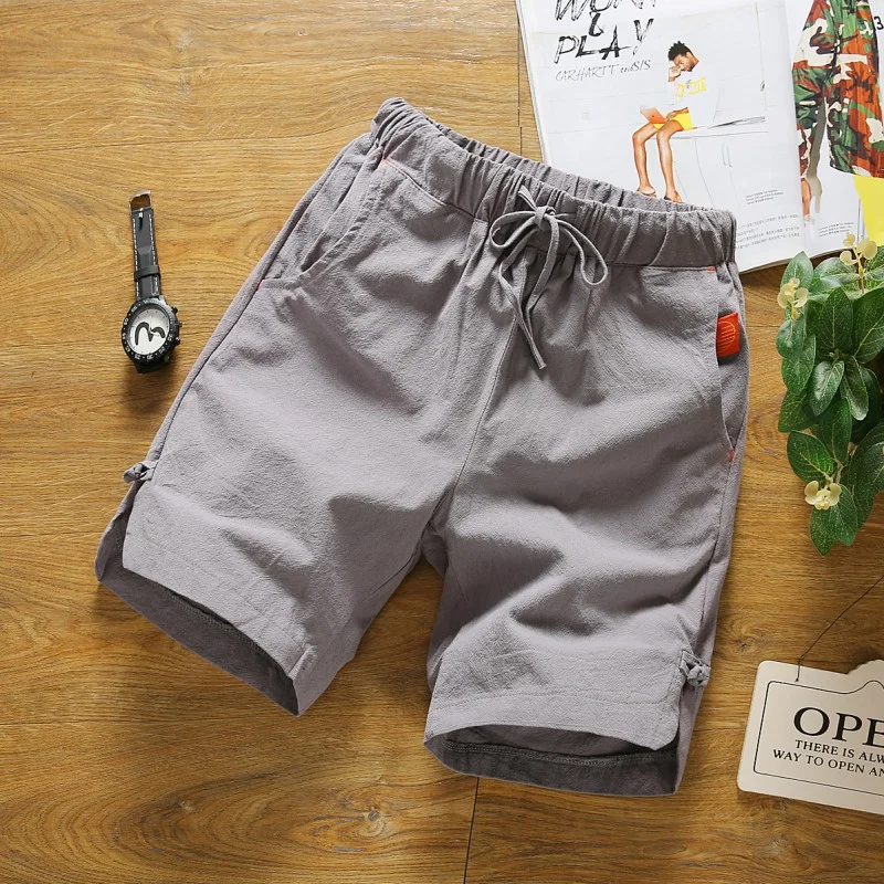 Men's cotton and linen casual shorts