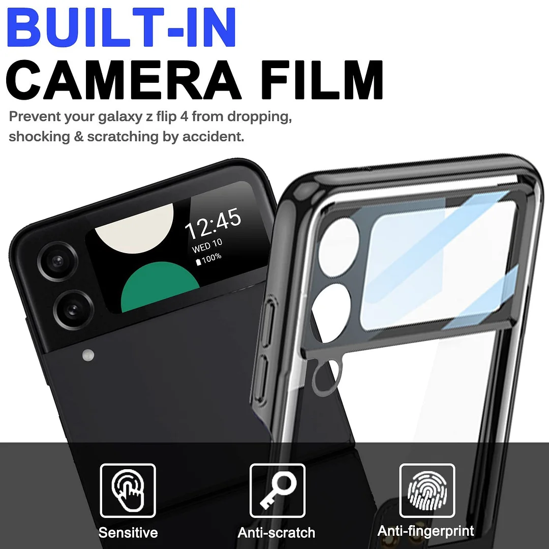 For Samsung ZFlip4 Shell Film Phantom Ring Personality Pure Color Simple Transparent PC Hard Case Phone Case