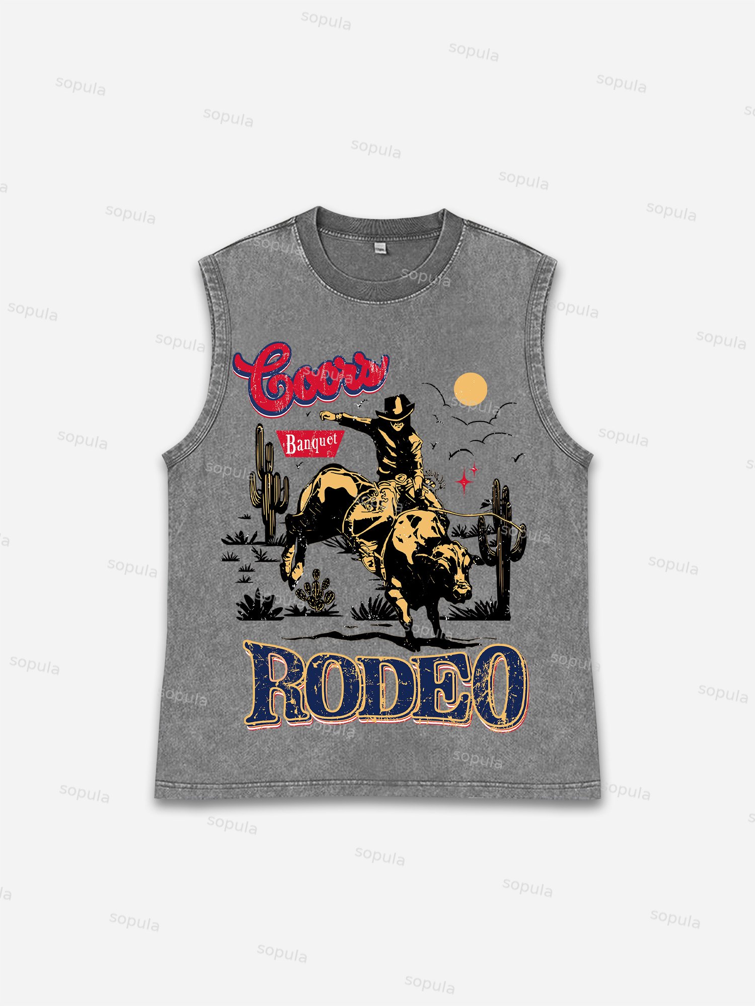 Coors Banquet Rodeo Classic Graphic Washed Tank Top - SOPULA