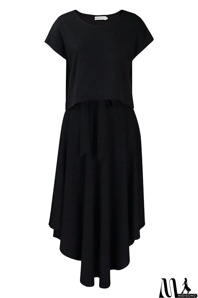 MidiSono - Red Knee Length A-Line Dress On Sale