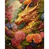 >SALE<Full Embroidery Eco-cotton Thread 11CT Print Flower Dragon Cross Stitch 50x60cm