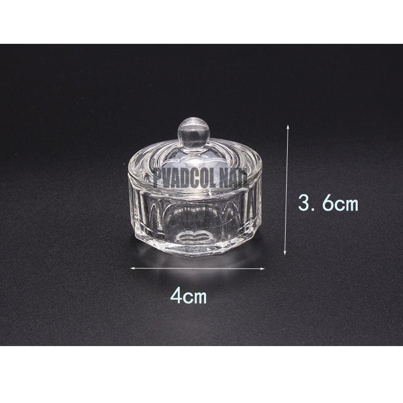 Crystal Glass Dappen Dish Cup Holder Lid Bowl Nail Art Acrylic for Liquid Powder