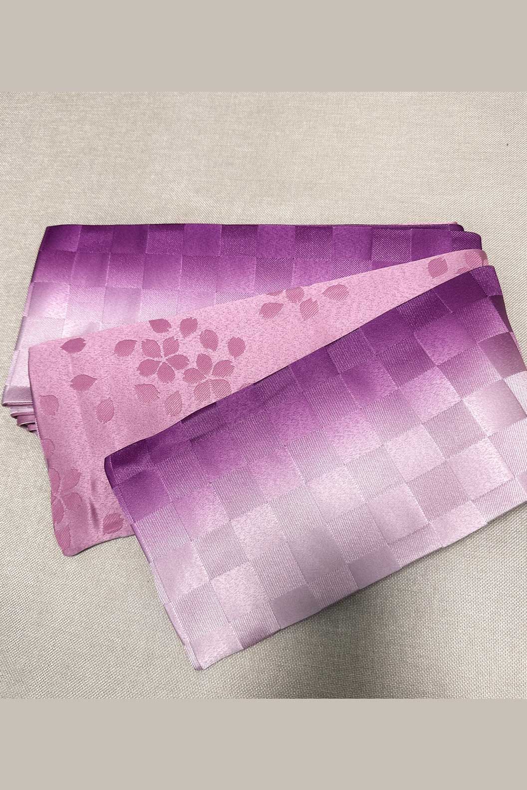 Flat Obi Belt--Pink With Purple Stupa Stones